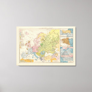 Volkerkarte von Europa, Map of Europe Canvas Print