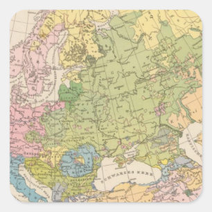 Volkerkarte von Europa, Map of Europe Square Sticker
