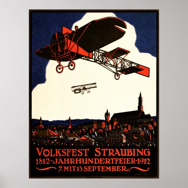 VOLKSFEST STRAUBING 1912 Bavaria Beerfest Vintage Poster (Front)