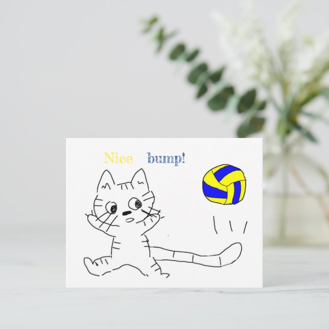 vollayball cat card (Standing Front)