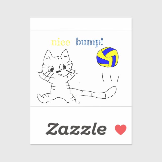 vollayball cat sticker (Sheet)