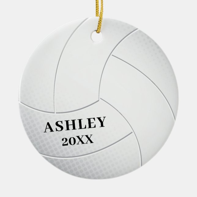 Volley Ball Personalized Christmas Ceramic Tree Decoration (Front)