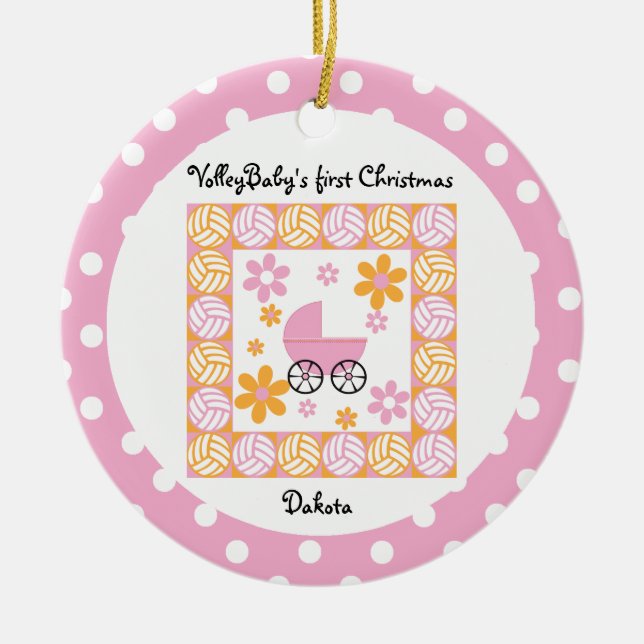 VolleyBaby First Christmas Pink Ornament (Front)