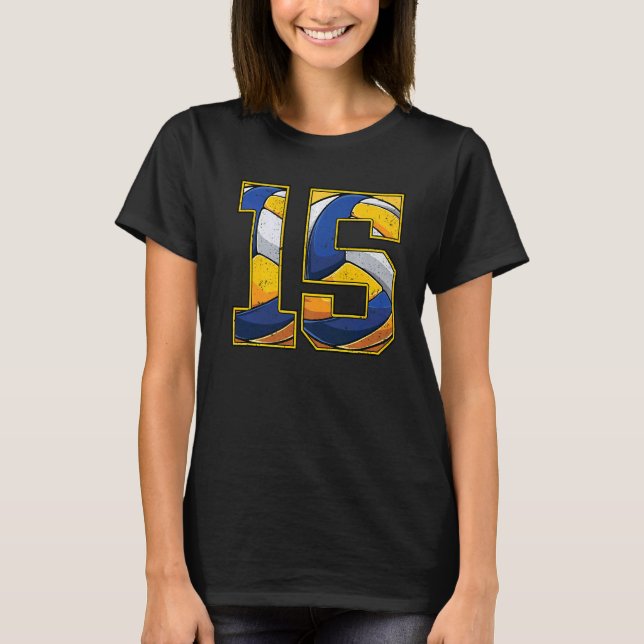 Volleyball 15th Birthday Boy Girl Fifteen 15 Years T-Shirt (Front)