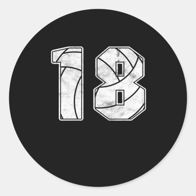 Volleyball 18 th Birthday Celebration Sports Gift Classic Round Sticker (Front)