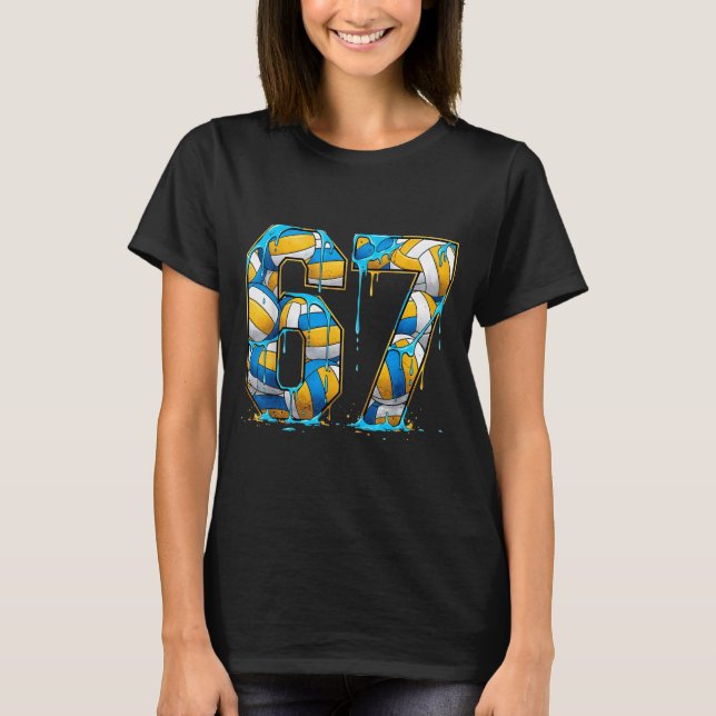 Volleyball 67 Six Seven Srt Funny Gen Alpha Z Meme T-Shirt (Front)