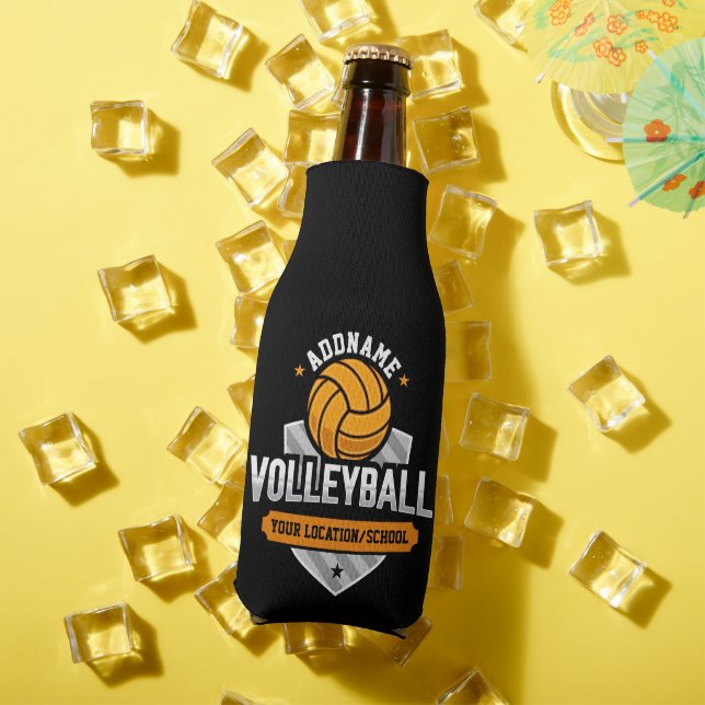 Volleyball ADD TEXT School Varsity Team Player Bottle Cooler (In Situ Summer)