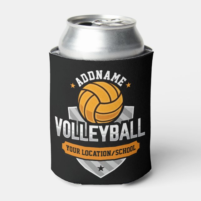 Volleyball ADD TEXT School Varsity Team Player Can Cooler (Can Front)