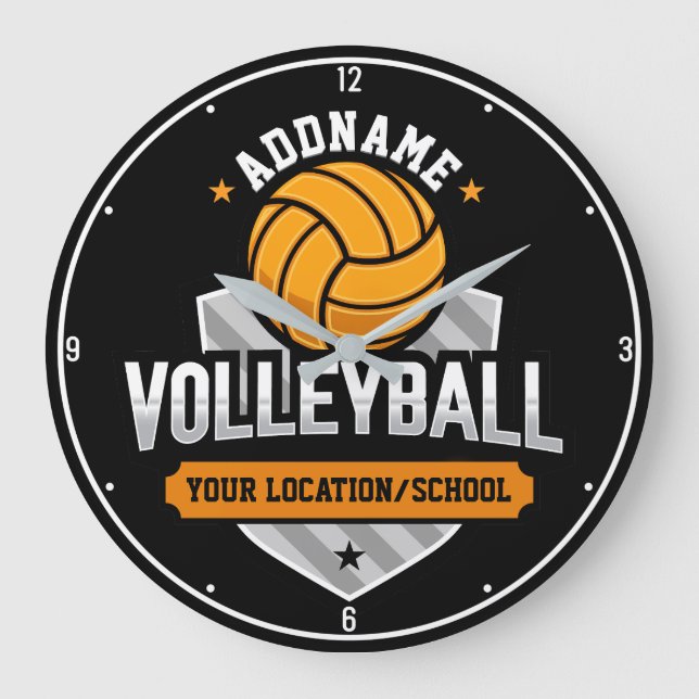 Volleyball ADD TEXT School Varsity Team Player Large Clock (Front)