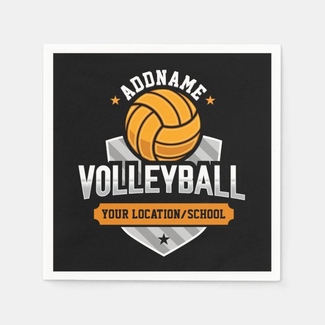 Volleyball ADD TEXT School Varsity Team Player Napkin (Front)