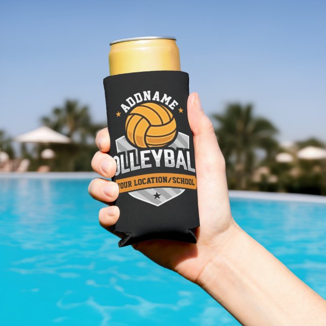 Volleyball ADD TEXT School Varsity Team Player Seltzer Can Cooler (In Situ Pool)