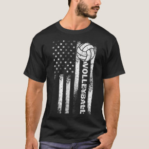 Volleyball American Flag  Fun USA Patriotic Athlet T-Shirt