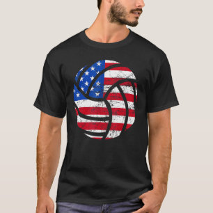 Volleyball American Flag Patriotic 4th Of July Pla T-Shirt