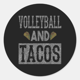 Volleyball and Tacos Fun Taco Distressed  Classic Round Sticker