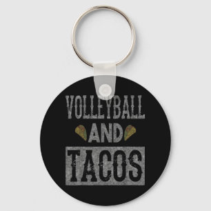 Volleyball and Tacos Fun Taco Distressed  Key Ring