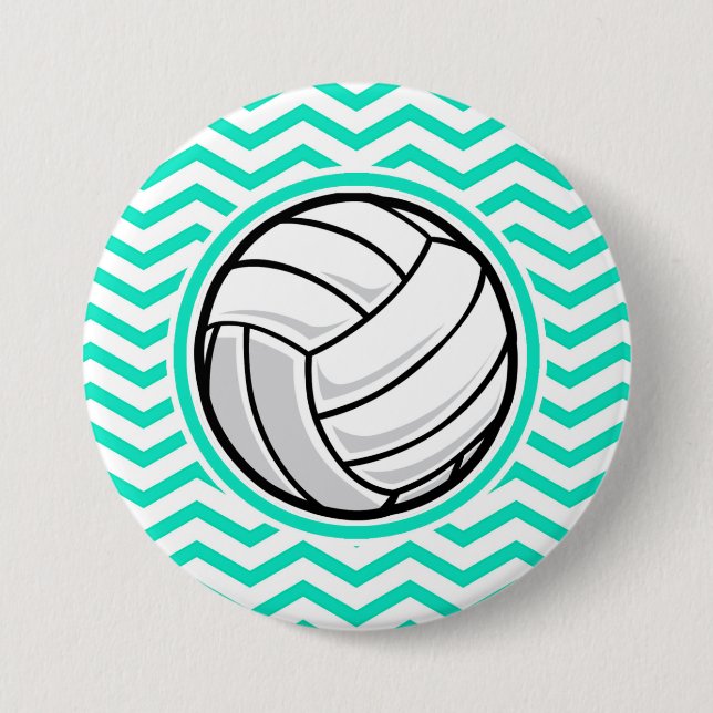 Volleyball; Aqua Green Chevron 7.5 Cm Round Badge (Front)