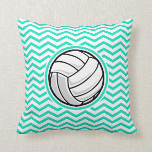 Volleyball; Aqua Green Chevron Cushion