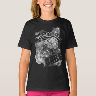 Volleyball Babe's, Black Grunge Volleyball T-Shirt