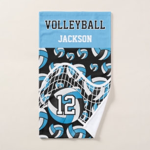 Volleyball - Baby Blue, Black and White Hand Towel