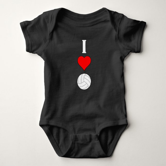 Volleyball Baby I Love/Heart Volleyball One-Piece Bodysuit (Front)