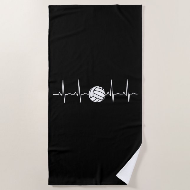 Volleyball Ball Heartbeat Beach Towel (Front)