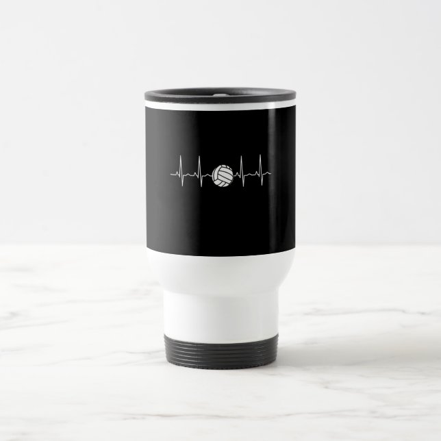 Volleyball Ball Heartbeat Travel Mug (Center)