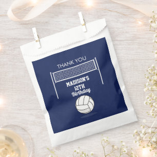 Volleyball Ball & Net Navy Blue Birthday Name Age Favour Bags