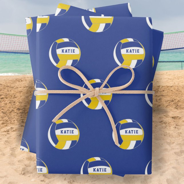 Volleyball Ball Pattern Kids Name Birthday Wrappin Wrapping Paper Sheet (Creator Uploaded)
