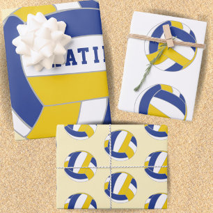 Volleyball Ball Pattern Kids Name Birthday Wrapping Paper Sheet