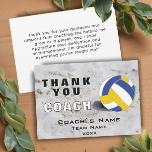 Volleyball Ball Sand Thank you Coach Card