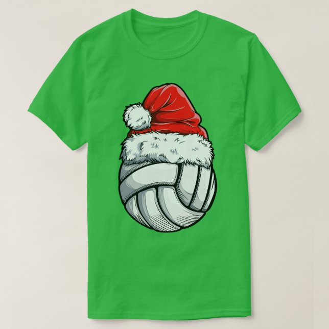 Volleyball Ball Santa Christmas Girls Xmas Hat Spo T-Shirt (Design Front)