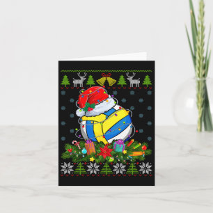 Volleyball Ball Santa Hat Christmas Light Ugly Swe Card