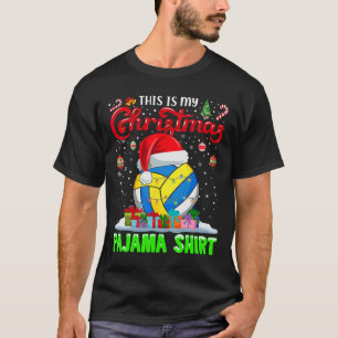 Volleyball Ball Santa Hat Christmas Lights Funny S T-Shirt