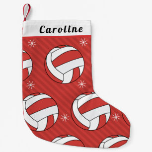Volleyball Ball Snowflake Kids Name Xmas Red Sport Small Christmas Stocking