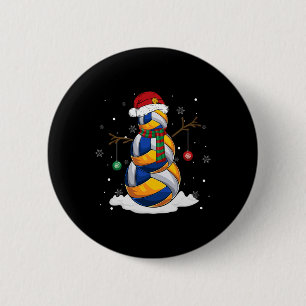 Volleyball Ball Snowman Santa Hat Christmas Pajama 6 Cm Round Badge