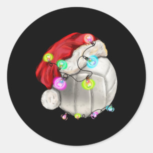 Volleyball Ball With Santa Hat Christmas Kid Boys Classic Round Sticker