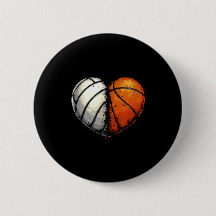 Volleyball Basketball Ball Heart Srts Lover Valent 6 Cm Round Badge