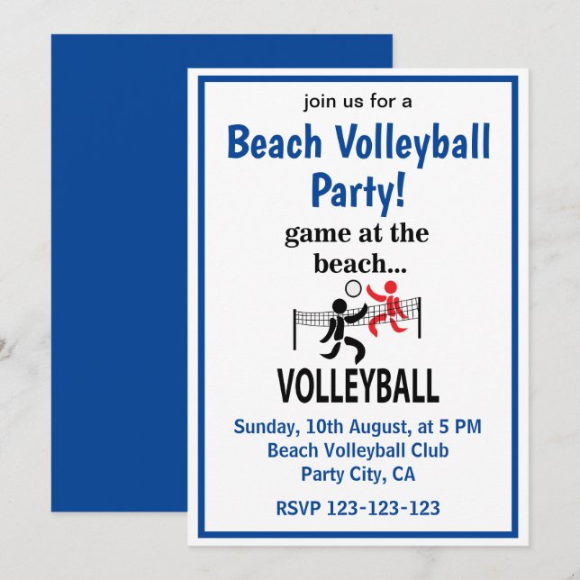 Volleyball Beach Volleyball  Invitation (Front/Back)
