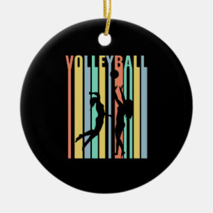 Volleyball  Beachvolleyball Retro Ceramic Tree Decoration