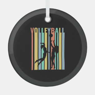 Volleyball Beachvolleyball Retro Glass Tree Decoration