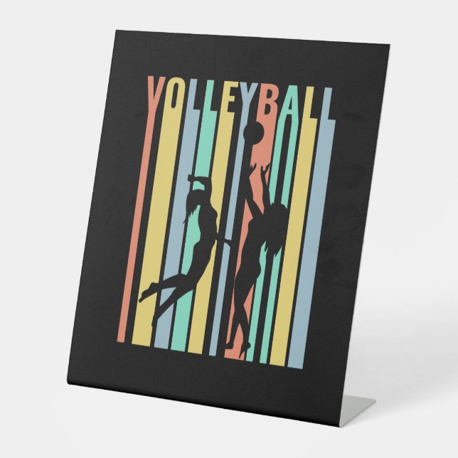 Volleyball  Beachvolleyball Retro Pedestal Sign (Front)