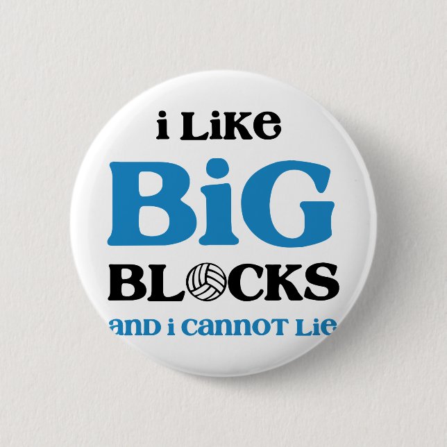 Volleyball Big BLOCKS 6 Cm Round Badge (Front)