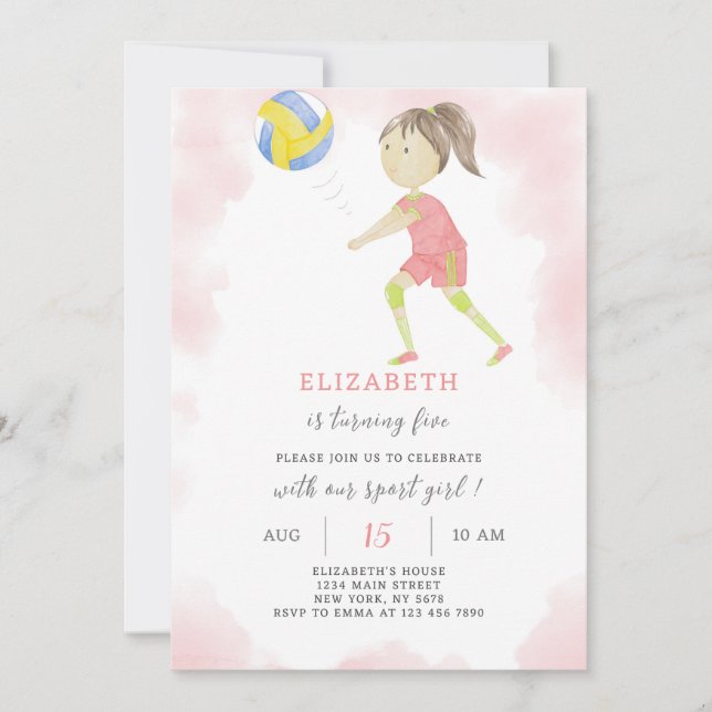Volleyball Birthday Invitation (Front)