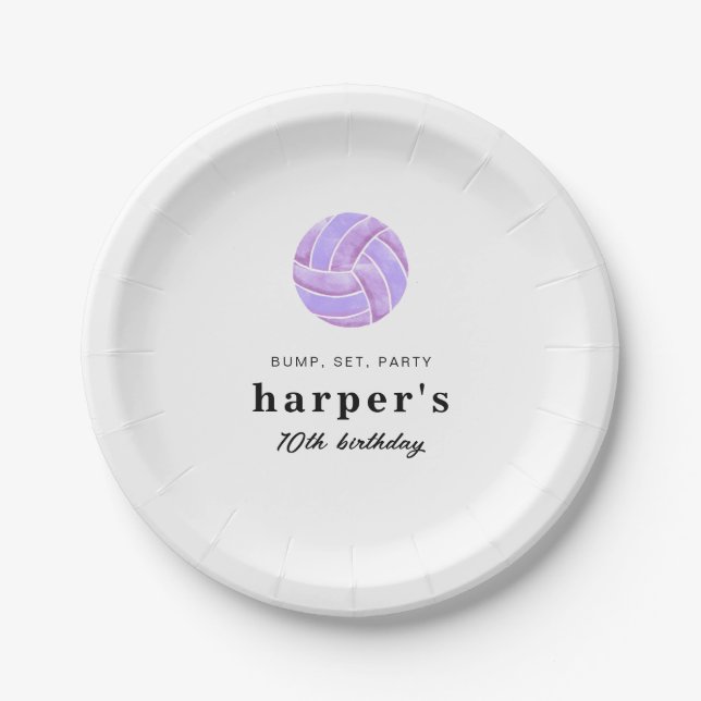 Volleyball Birthday Paper Plate (Front)