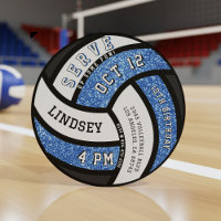 Volleyball Birthday Party Blue Glitter