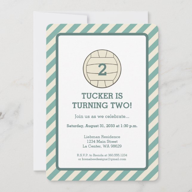 Volleyball Birthday Party Invitation (Front)