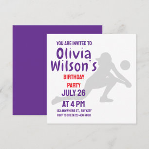 Volleyball Birthday Party, Volleyball Player Girl Invitation