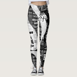 Volleyball Black and White All-Over-Print Leggings