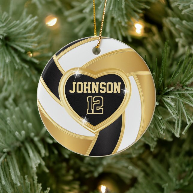 Volleyball 🏐 Black, White and Gold Ceramic Tree Decoration (Tree)