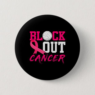 Volleyball Breast Cancer Awareness Block Out Cance 6 Cm Round Badge